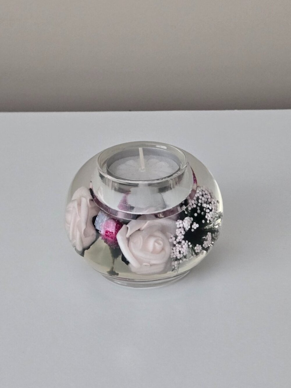 Floral Decorative Glass Votive Candle Holder - NEW